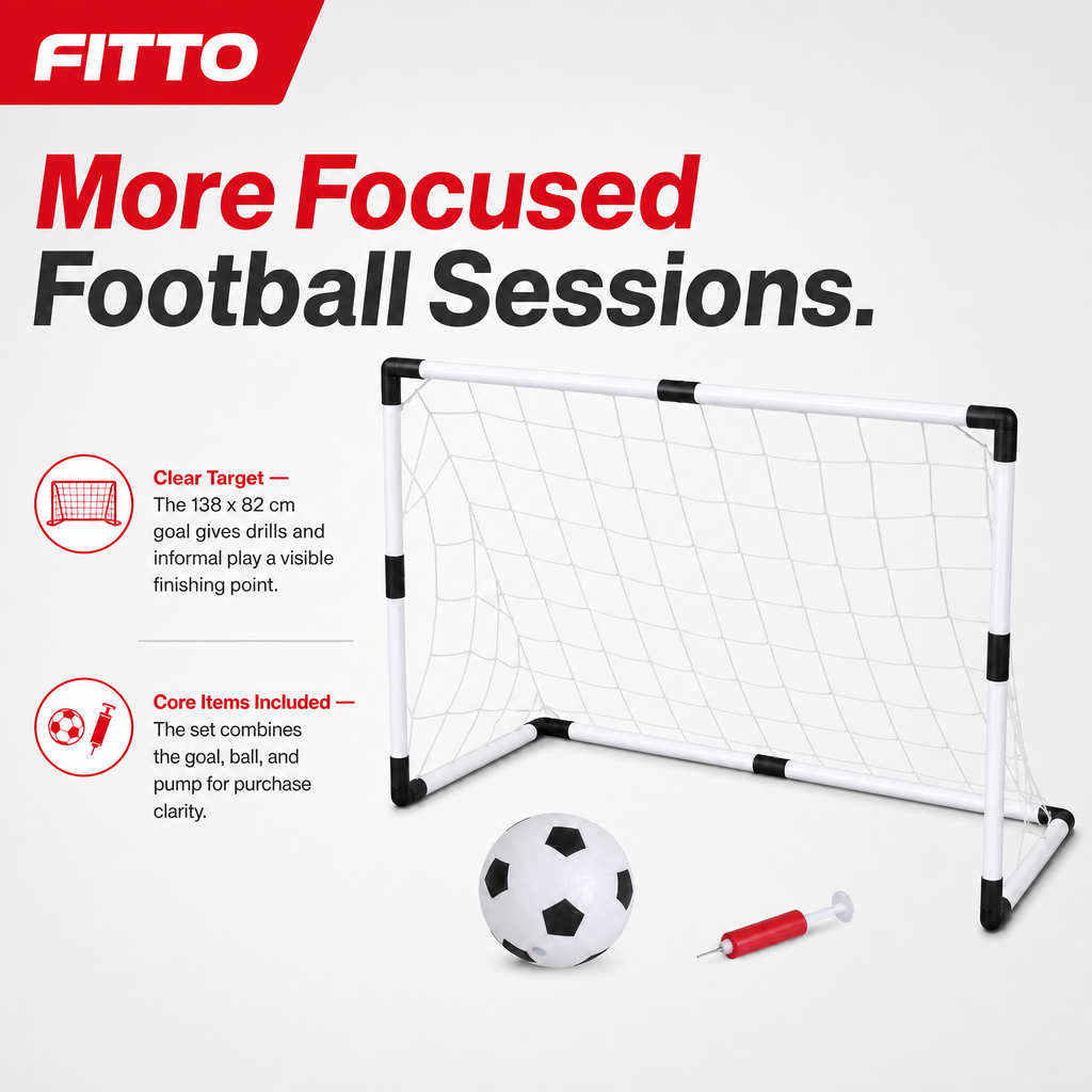 48 Pieces Portable Football Goal Set, 138 x 82 cm, with Ball and Pump