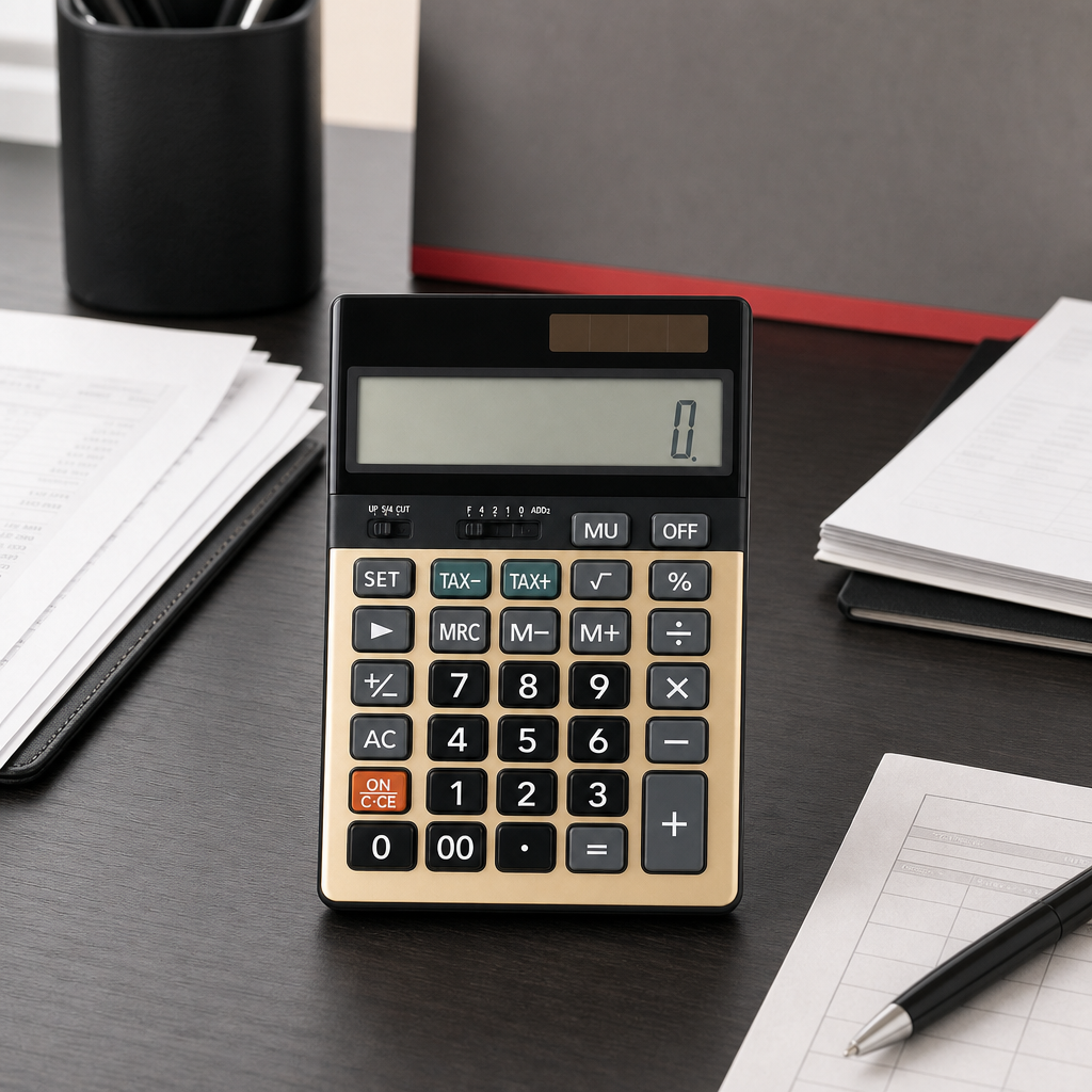 72 Pieces Electronic Calculators, 12-Digit Display with Tax Function and Dual Power, Black and Gold, 1 Piece