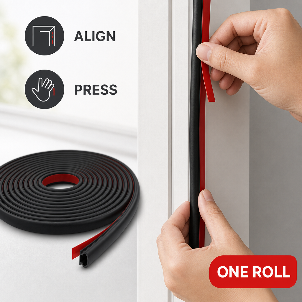 96 Pieces Self-Adhesive Door and Window Weather Sealing Strip, Black and Red, 1 Roll