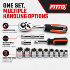 60 Pieces 1/2 Inch Drive Socket Wrench Set with Reversible Ratchet Handle, Extension Bar, Driver Handle and Assorted Sockets, 12 Piece