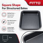 96 Pieces Square Cake Mold, Carbon Steel Non-Stick Bakeware, 27 cm, Black, 1 Piece
