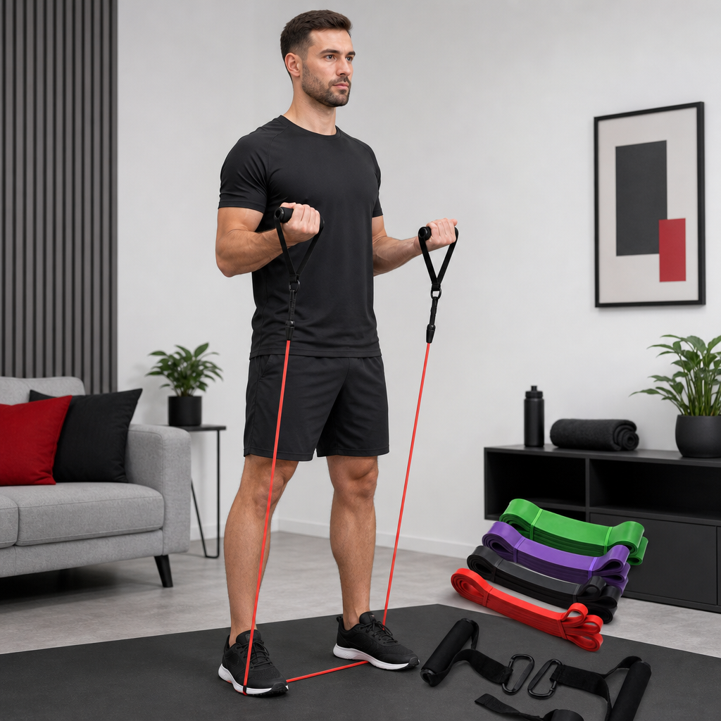 48 Pieces Resistance Bands Exercise Set, 4-Piece Home Workout Kit with Handles and Anchor Straps, Multicolor