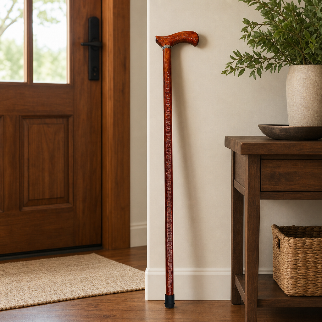 96 Pieces Wooden Walking Canes with Curved Handle, Reddish Brown, 96 cm