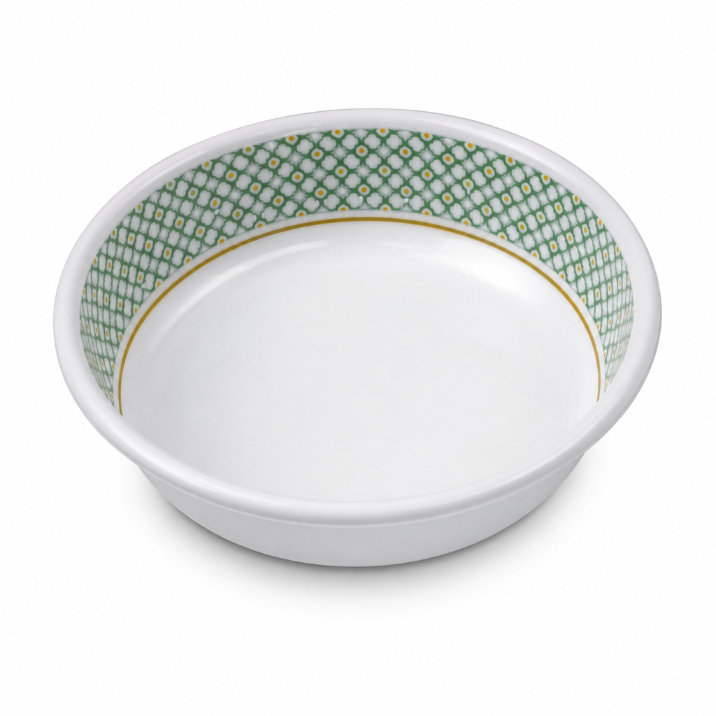 120 Pieces Melamine Salad Bowl, 6 Inch, White with Green and Yellow Pattern