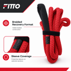 48 Pieces Braided Vehicle Recovery Ropes with Protective Sleeves, Red