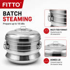 48 Pieces Stainless Steel Multi-Tier Idli Steamer Pot with Domed Lid, 18-Idli Capacity