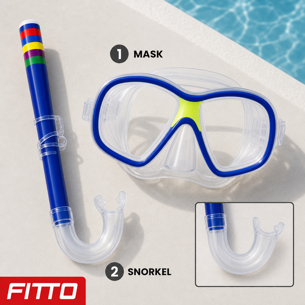 96 Pieces Swimming Mask and Snorkel Set, Blue, 1 Set for Pool and Beach Water Activities