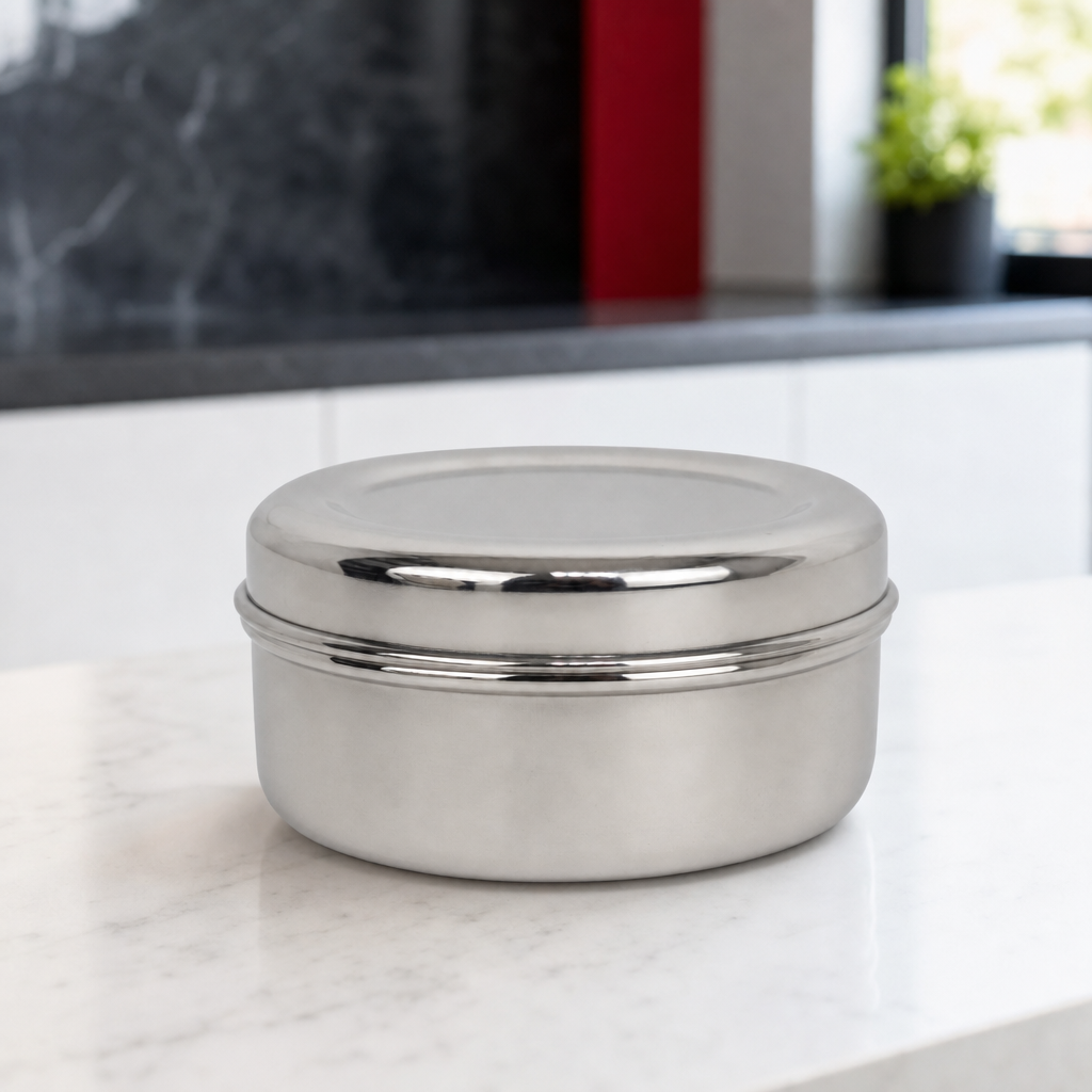72 Pieces Stainless Steel Puri Storage Container, Round Lidded Food Keeper, 16.5 cm