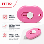 96 Pieces Mini Retractable Utility Cutter No. 611, 9 cm, Pink and White, 1 Piece