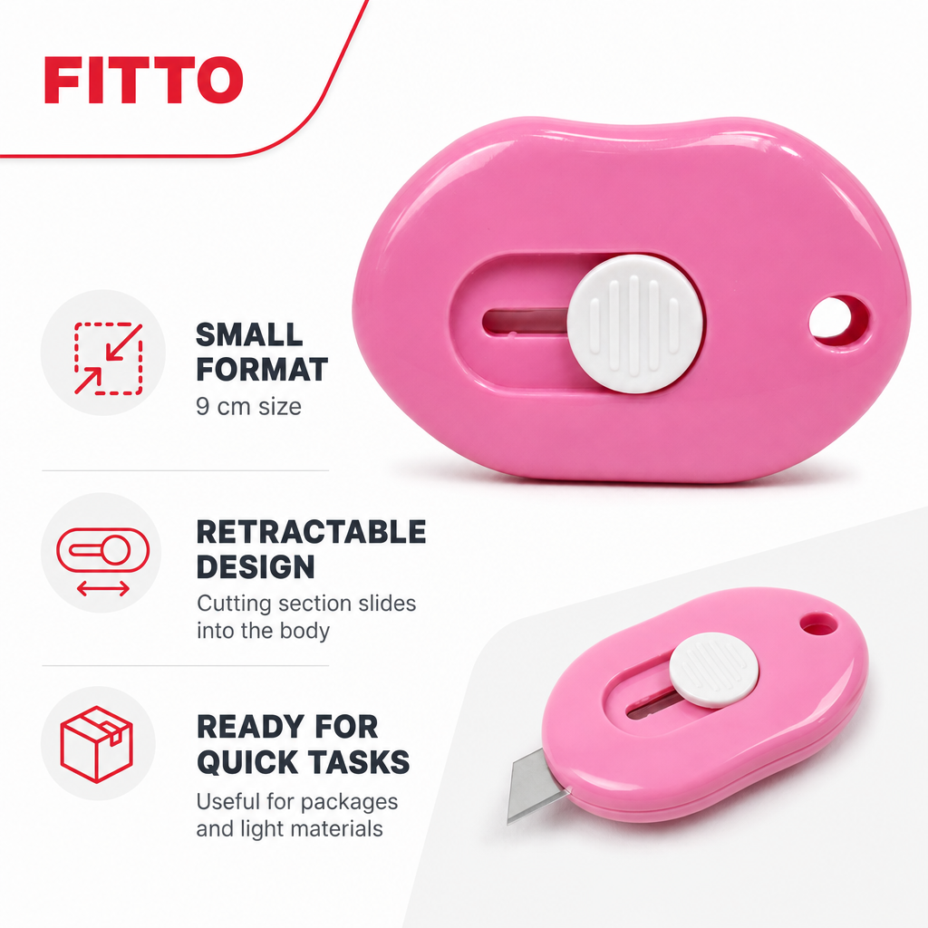 96 Pieces Mini Retractable Utility Cutter No. 611, 9 cm, Pink and White, 1 Piece