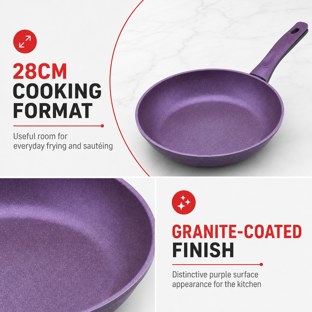 72 Pieces Granite-Coated Fry Pan, 28cm Round Cookwares for Stovetop Cooking