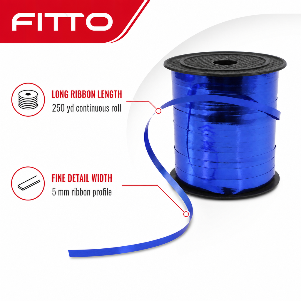 120 Pieces Blue Metallic Ribbon Roll, 5 mm x 250 yd, Decorative Craft Ribbon for Wrapping, Bows and Creative Projects