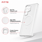 96 Pieces Crystal Clear Magnetic Phone Cases with Ring for Wireless Charging and Raised Camera Protection