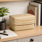 96 Pieces Handwoven Bamboo Rectangular Storage Box with Lid, Natural, 10 x 6 Inch
