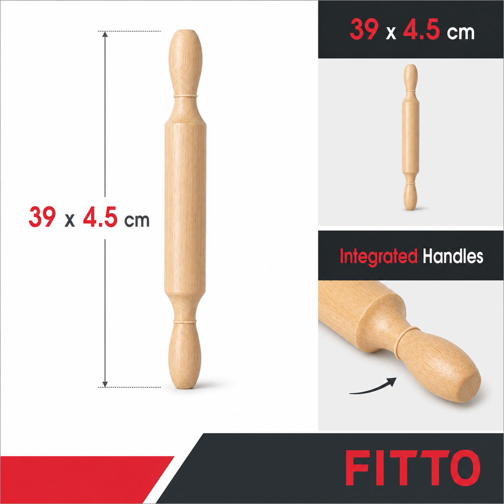 120 Pieces Wooden Rolling Pins, 39 x 4.5 cm, Single Baking Tool with Integrated Handles