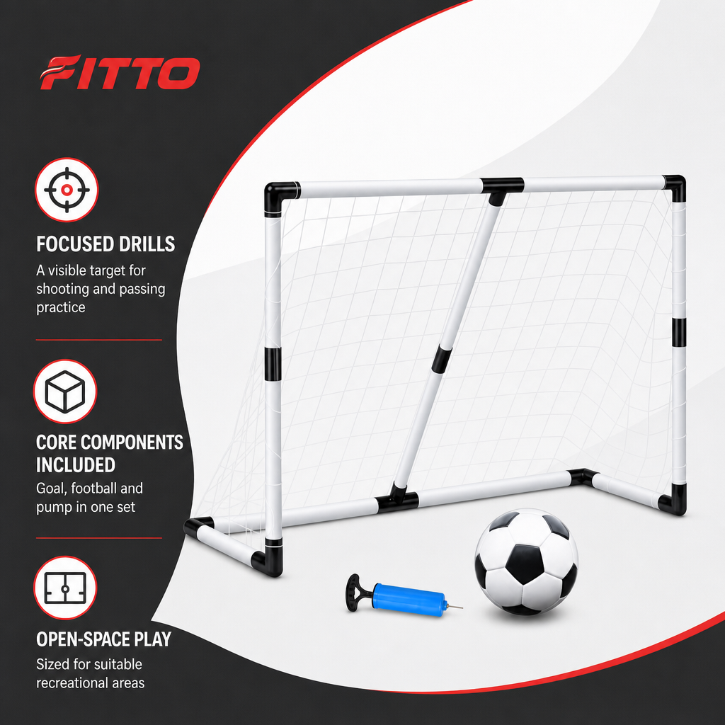 48 Pieces Portable Football Goal Set with Ball and Pump, 183 x 122 x 61 cm, Recreational Practice Equipment