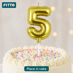 240 Pieces Number 5 Birthday Cake Candle, Gold, 6 cm