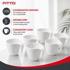 60 Pieces Ceramic Coffee Cups with Curved Handles, White, 6 Pieces