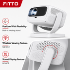 48 Pieces Portable Projectors with Built-In Rotating Stand, 8K HDR, 5G Wi-Fi, White