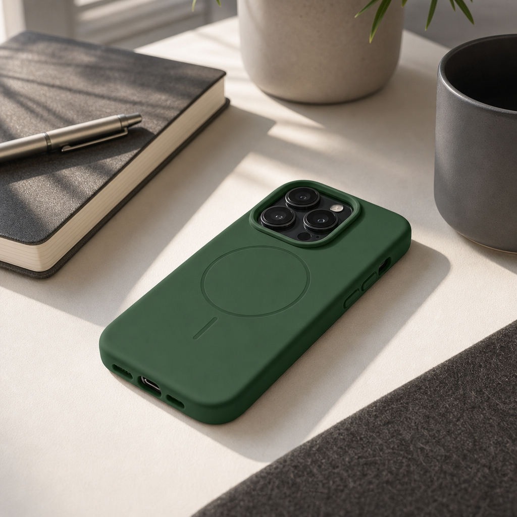 120 Pieces Silicone Magnetic Phone Cases for 14 Pro, Green, with Raised Camera Protection