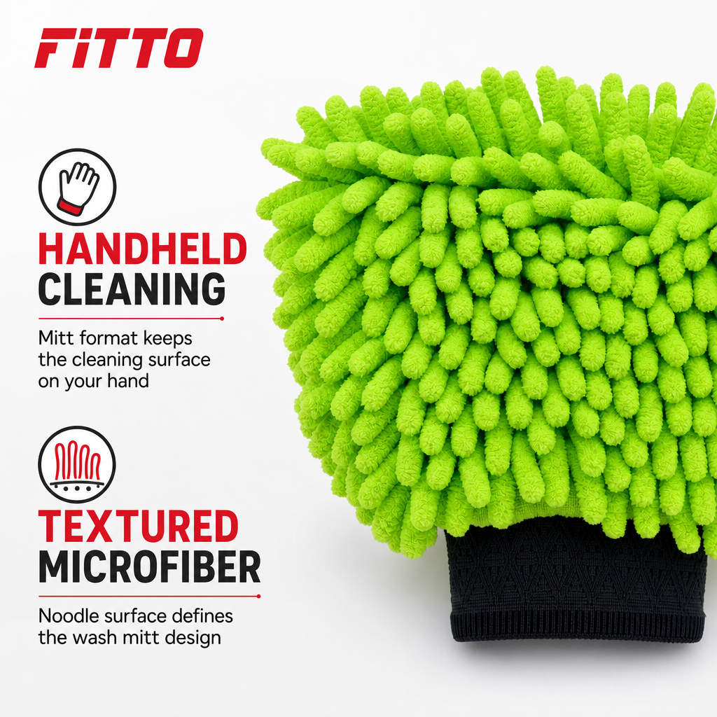 96 Pieces Car Wash Mitt, 2-in-1 Microfiber Cleaning Mitt, Green, 25 x 18 x 7 cm