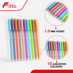 120 Pieces Ball Pens, 1.0 mm Medium Point, Assorted Colours, Pack of 10
