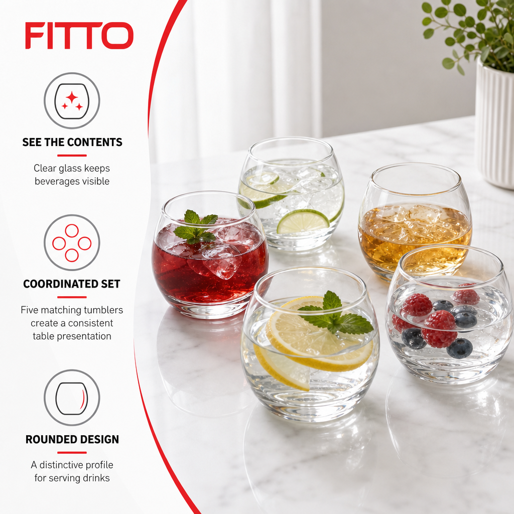 96 Pieces Round Glass Tumbler Set, Clear, 5 Pieces