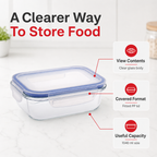 96 Pieces Rectangular Borosilicate Glass Food Container with PP Lid, 1040 ml