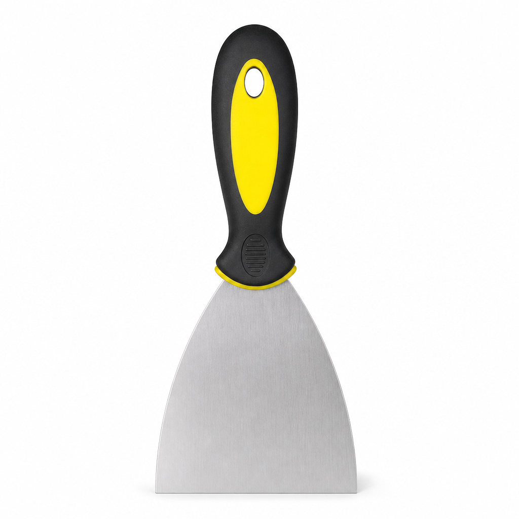 144 Pieces 4-Inch Putty Knife Paint Scraper with Rubber Handle, Yellow Black and Silver, 1 Piece