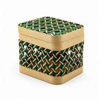 96 Pieces Woven Storage Box with Lid, Natural and Green, 12.5 x 15 x 13 cm