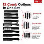 96 Pieces Hair Combs Set, Black, 12-Piece Collection for Styling and Grooming
