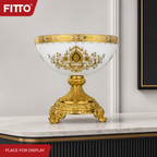 48 Pieces Decorative Pedestal Serving Bowl, White and Gold Ornate Table Centrepiece, 1 Piece