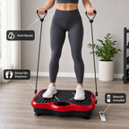48 Pieces Vibration Exercise Platforms, Small Red Shaking Machine with Plastic Housing, Resistance Bands and Remote, 60 x 36 x 16 cm