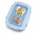 96 Pieces Blue Rectangular Lunch Box with Cartoon Print and Secure Lid, 1 Piece, 22 x 17 x 9 cm