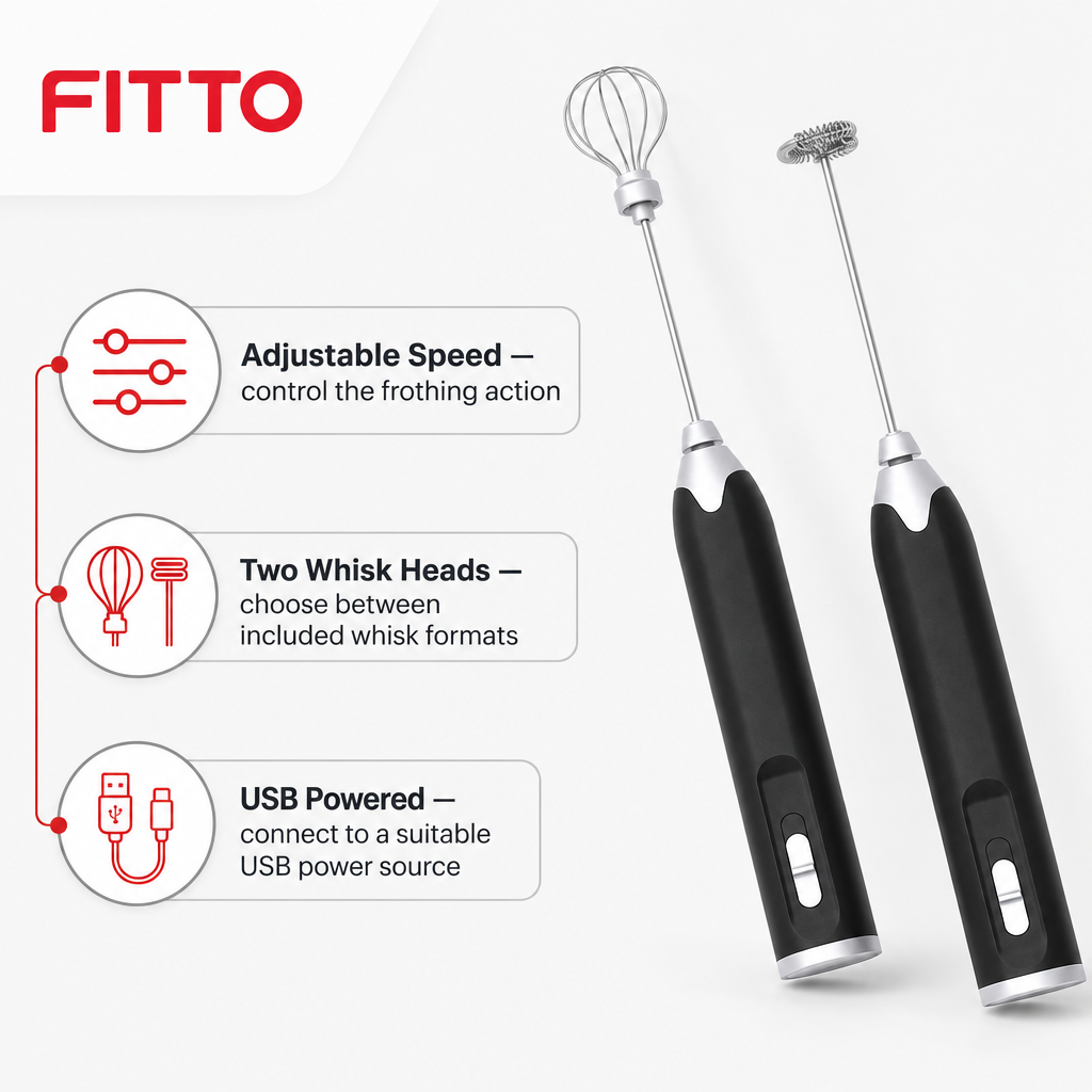 96 Pieces USB Milk Frothers with Adjustable Speed and Two Whisk Heads for Coffee and Milk Drinks