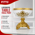 48 Pieces Decorative Pedestal Serving Bowl, White and Gold Ornate Table Centrepiece, 1 Piece