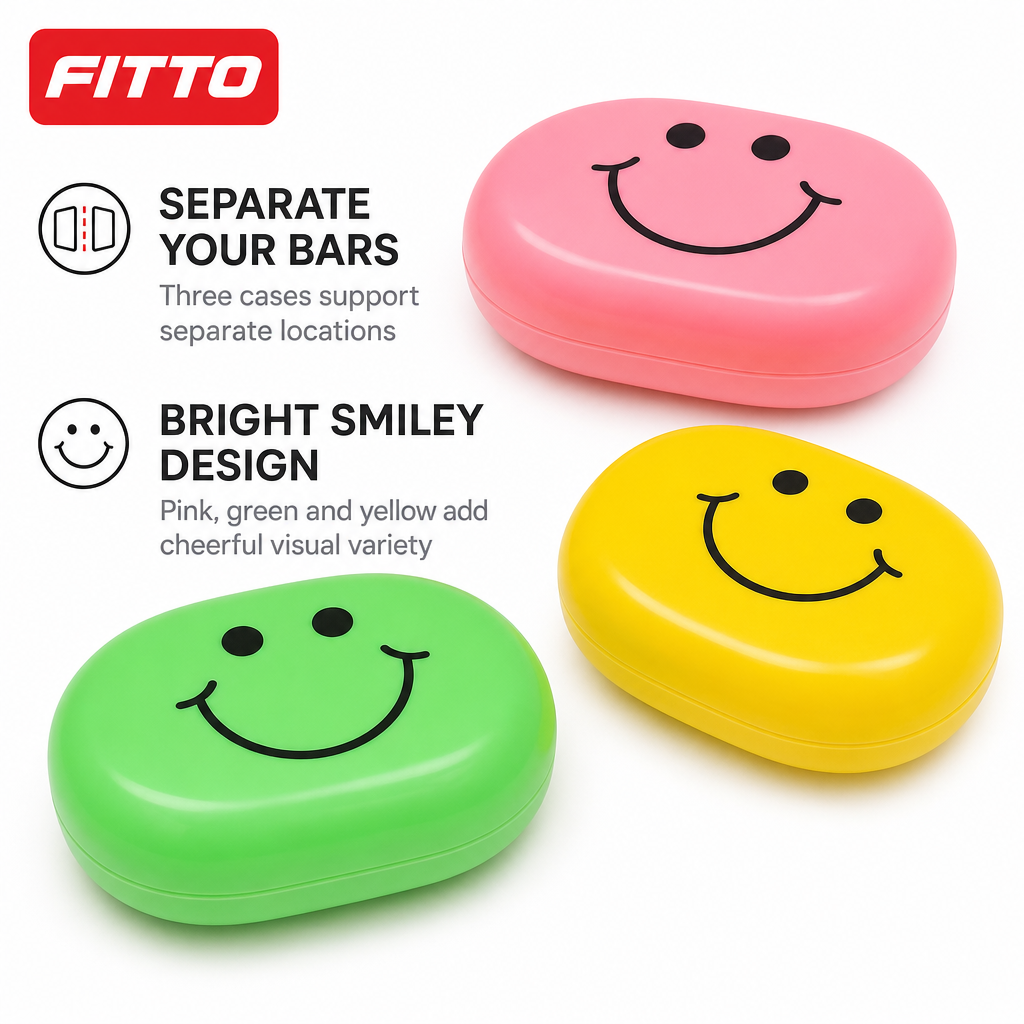 240 Pieces Pink Green and Yellow Smiley Plastic Soap Cases, 3 Pieces