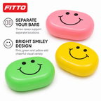 240 Pieces Pink Green and Yellow Smiley Plastic Soap Cases, 3 Pieces