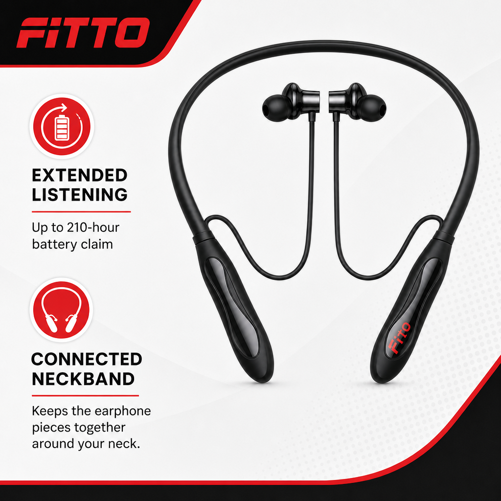 96 Pieces Wireless Sport Neckband Earphones BH-14, Up to 210-Hour Battery, Black