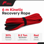 48 Pieces Kinetic Vehicle Recovery Tow Rope, 6 m, 8.2 Ton, 30% Elasticity, Red
