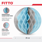 240 Pieces Paper Honeycomb Ball Decoration, Grey And Light Blue, 25 cm, 1 Piece