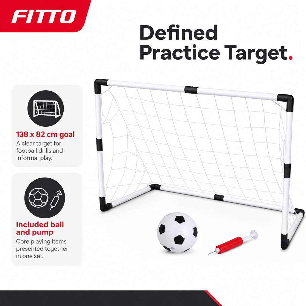 48 Pieces Portable Football Goal Set, 138 x 82 cm, with Ball and Pump