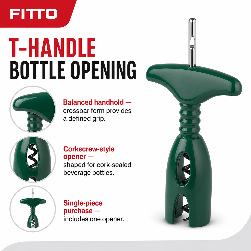 120 Pieces T-Handle Corkscrew Bottle Opener, Green Manual Beverage Opener, Single Piece