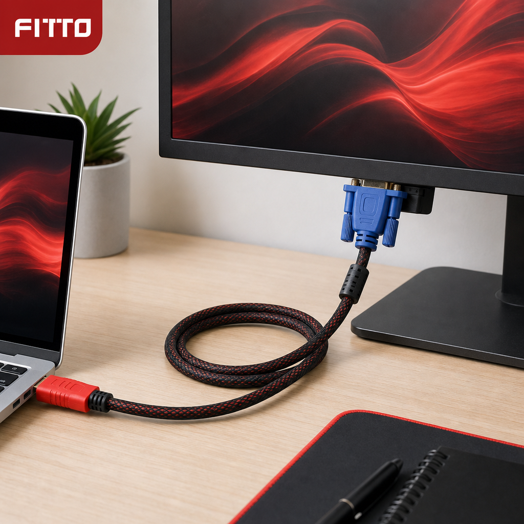 96 Pieces HDMI to VGA Adapter Cables, Braided, 20 cm, Single Cable for Video Connection