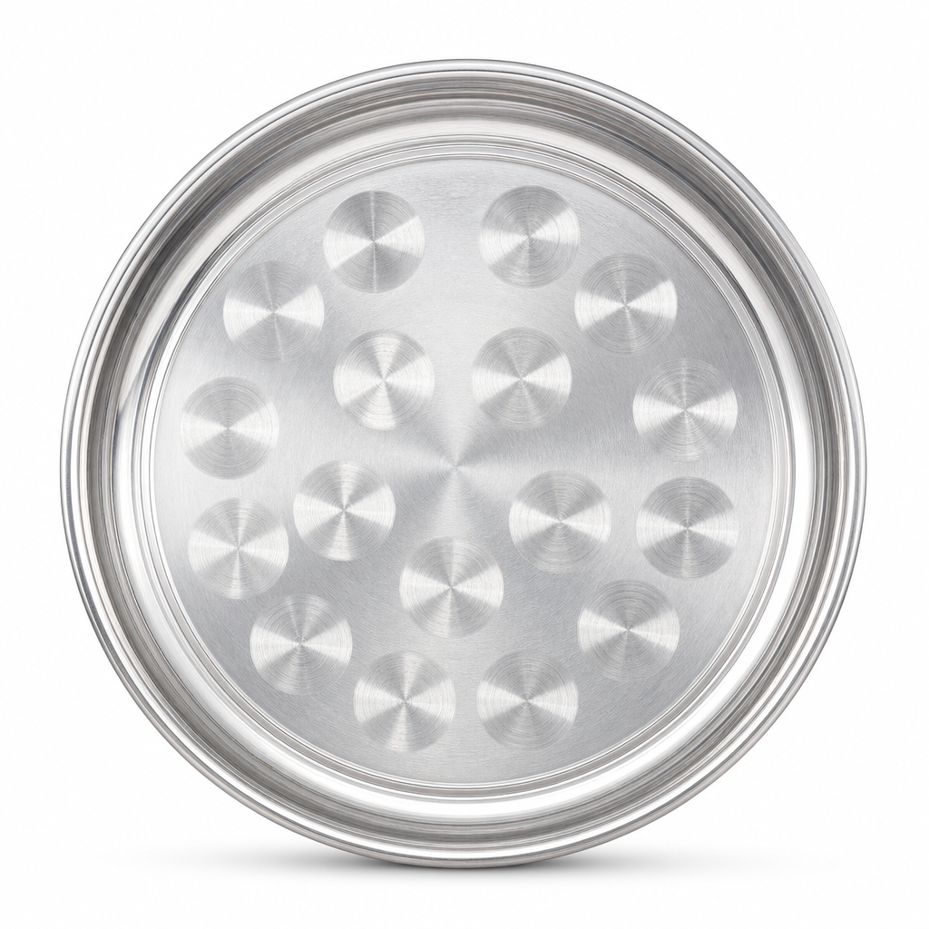 120 Pieces Stainless Steel Round Plate with Raised Rim, 25 cm, Silver, 1 Piece