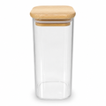 144 Pieces Glass Storage Jar with Wooden Lid, Clear Body and Natural Wood Finish, 15 x 6 x 6 cm, 1 Piece