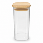 144 Pieces Glass Storage Jar with Wooden Lid, Clear Body and Natural Wood Finish, 15 x 6 x 6 cm, 1 Piece