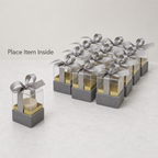60 Pieces Silver Square Acrylic Boxes with Ribbon, 6.5 x 6.5 x 7.2 cm, 12 Pieces
