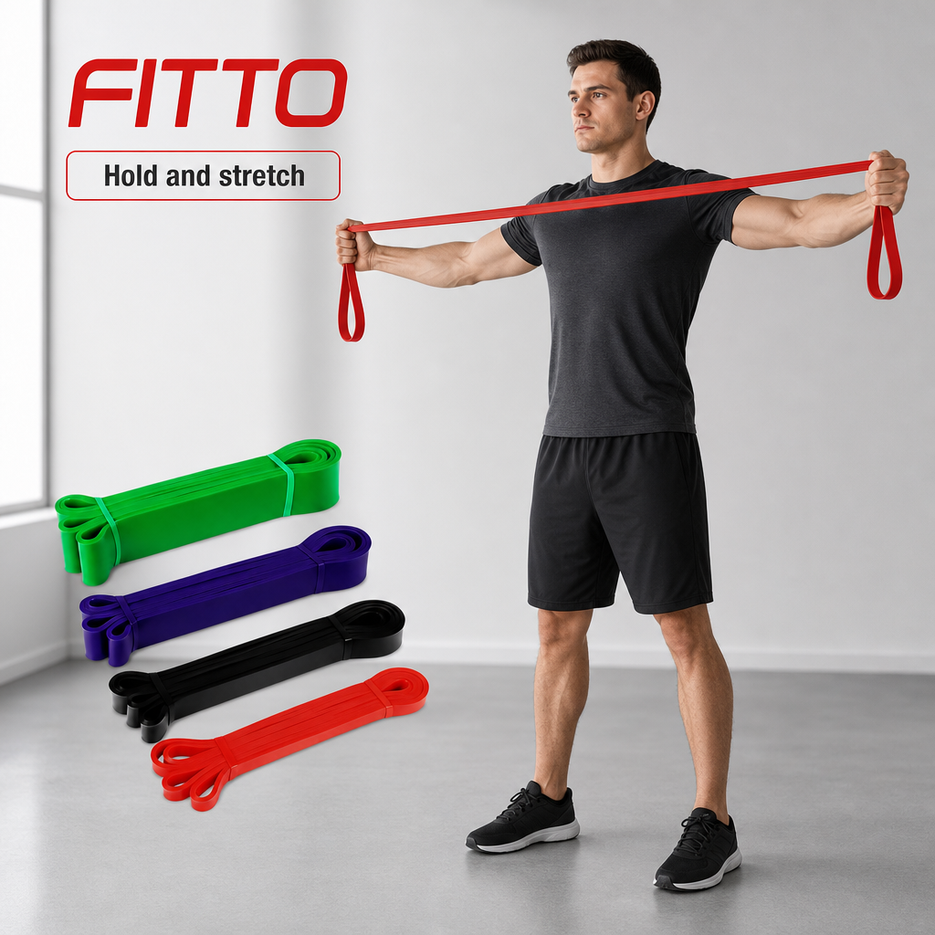 60 Pieces Exercise Loop Resistance Bands Set for Fitness, 4-Piece Set in Green, Purple, Black and Red