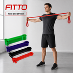 60 Pieces Exercise Loop Resistance Bands Set for Fitness, 4-Piece Set in Green, Purple, Black and Red